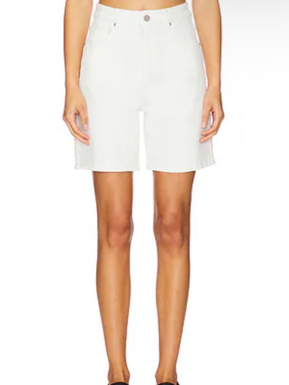 Frame Denim White High-Rise Bermuda Shorts